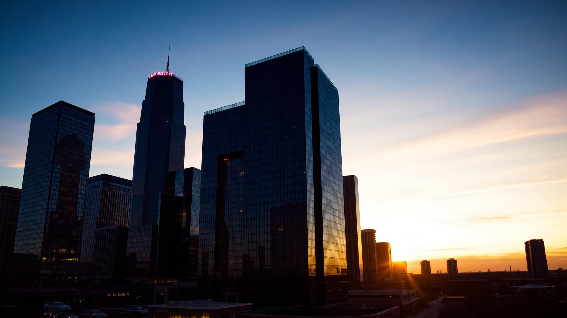Houston Texas skyline at dusk